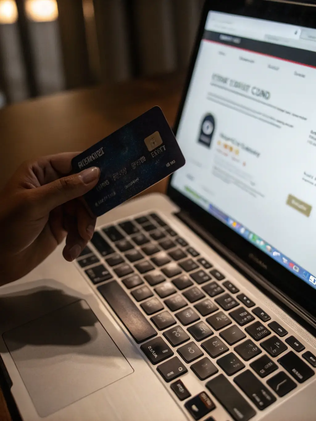 A person inserting a credit card into a secure card reader to purchase cryptocurrency on the Triple-a.pro platform. The scene is well-lit and professional, emphasizing security and ease of use.