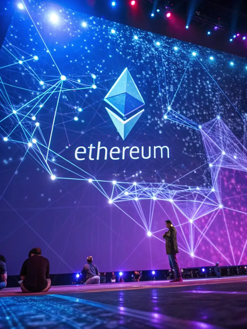 An infographic explaining Ethereum and its smart contract capabilities, with a focus on decentralized applications.